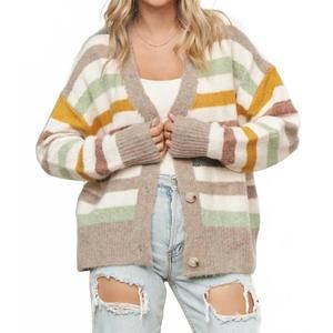 NEW MADELYN striped v-neck cardigan sweater in multi